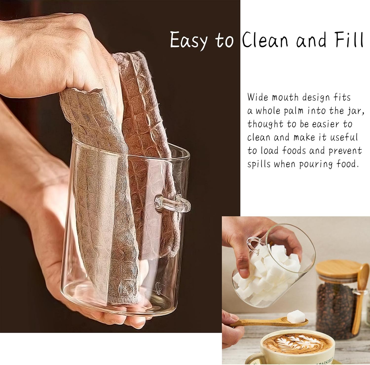 2 Pack 15oz Glass Sugar Contai - Tea Coffee Sugar Container บทวิจารณ์และราคา
