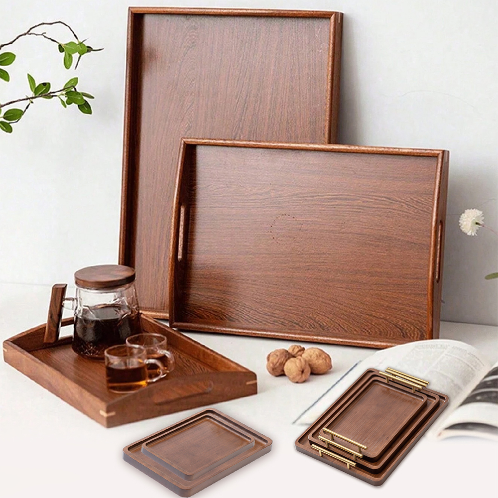 Wooden Serving Tray with Handl - Coffee Tea Station บทวิจารณ์และราคา