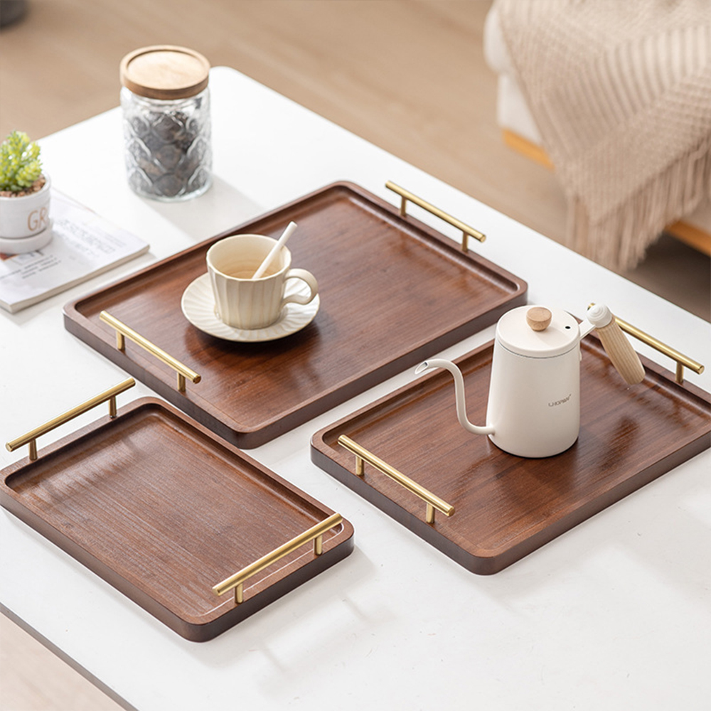Wooden Serving Tray with Handl - Coffee Tea Station บทวิจารณ์และราคา