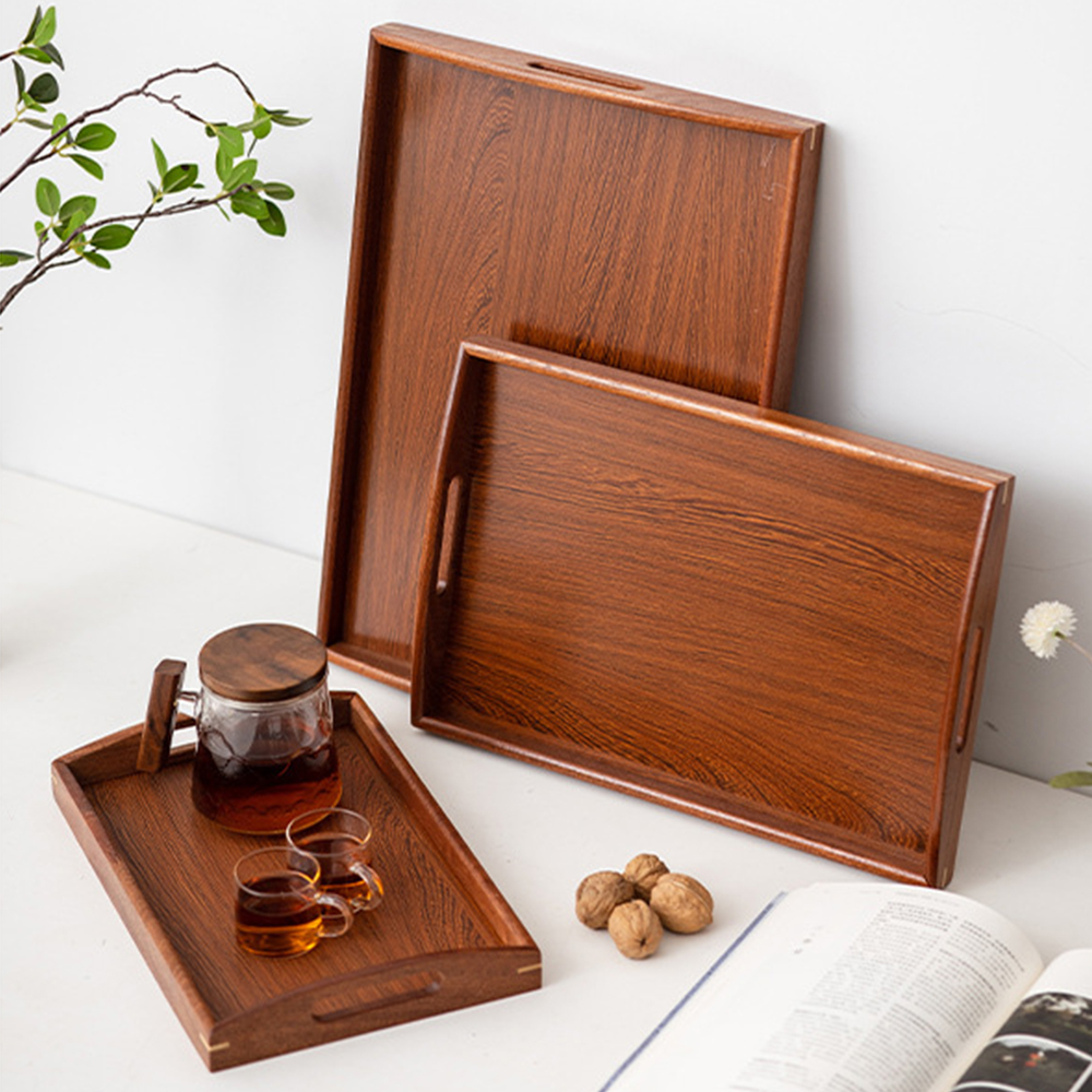 Wooden Serving Tray with Handl - Coffee Tea Station บทวิจารณ์และราคา