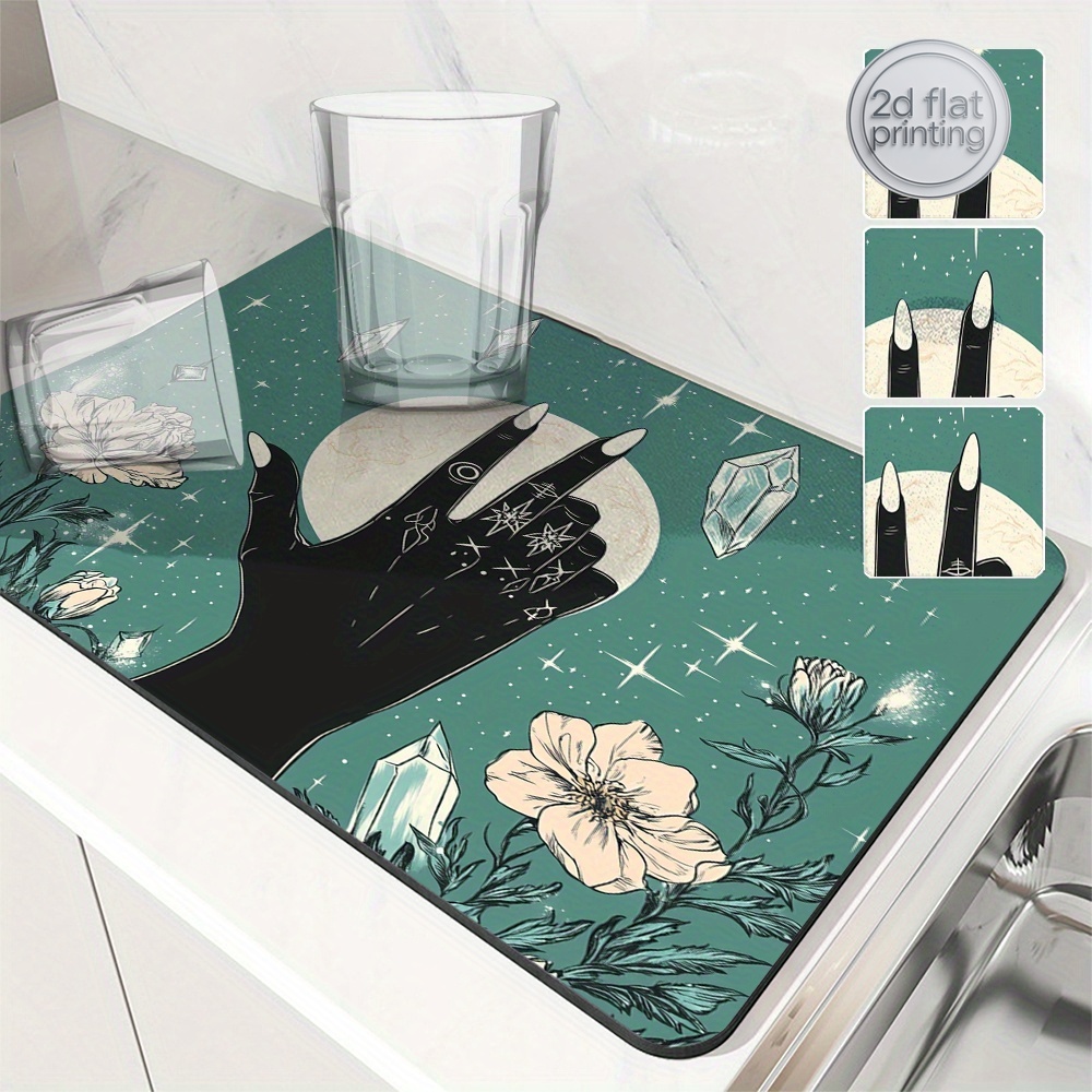 1pc Moon Design Absorbent Mat  - Coffee Tea Station บทวิจารณ์และราคา