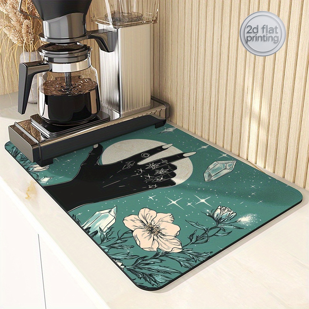 1pc Moon Design Absorbent Mat  - Coffee Tea Station บทวิจารณ์และราคา