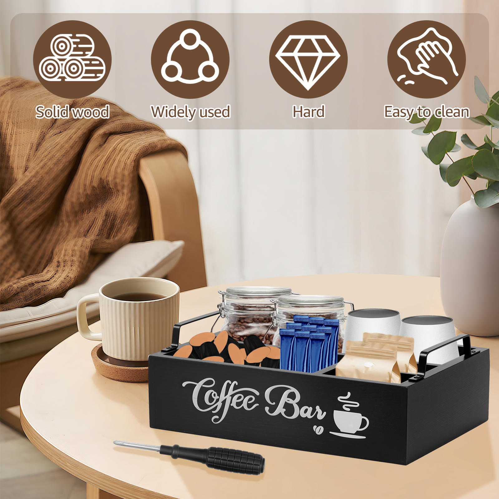 Wooden Coffee Rack Portable De - Coffee Tea Station บทวิจารณ์และราคา