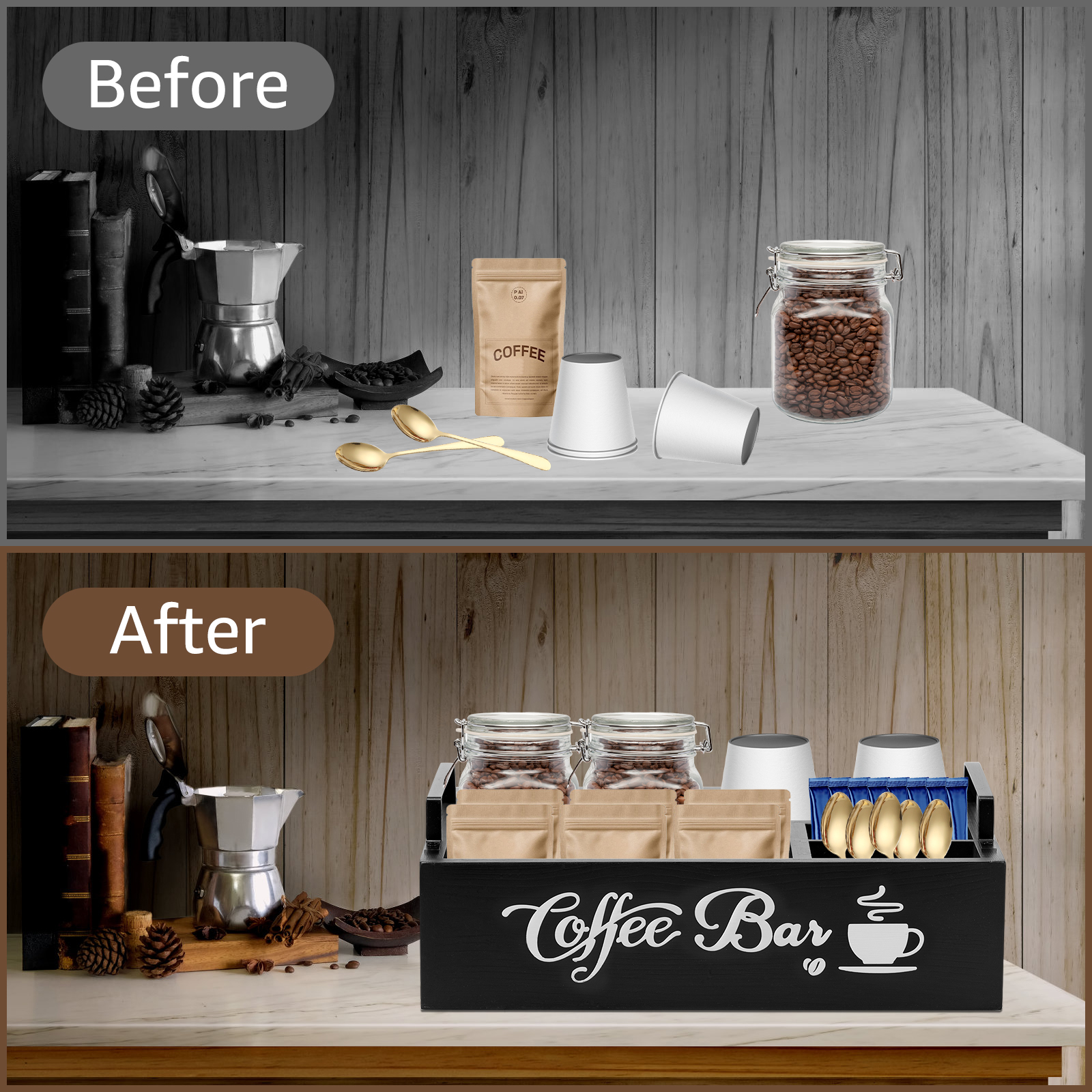 Wooden Coffee Rack Portable De - Coffee Tea Station บทวิจารณ์และราคา