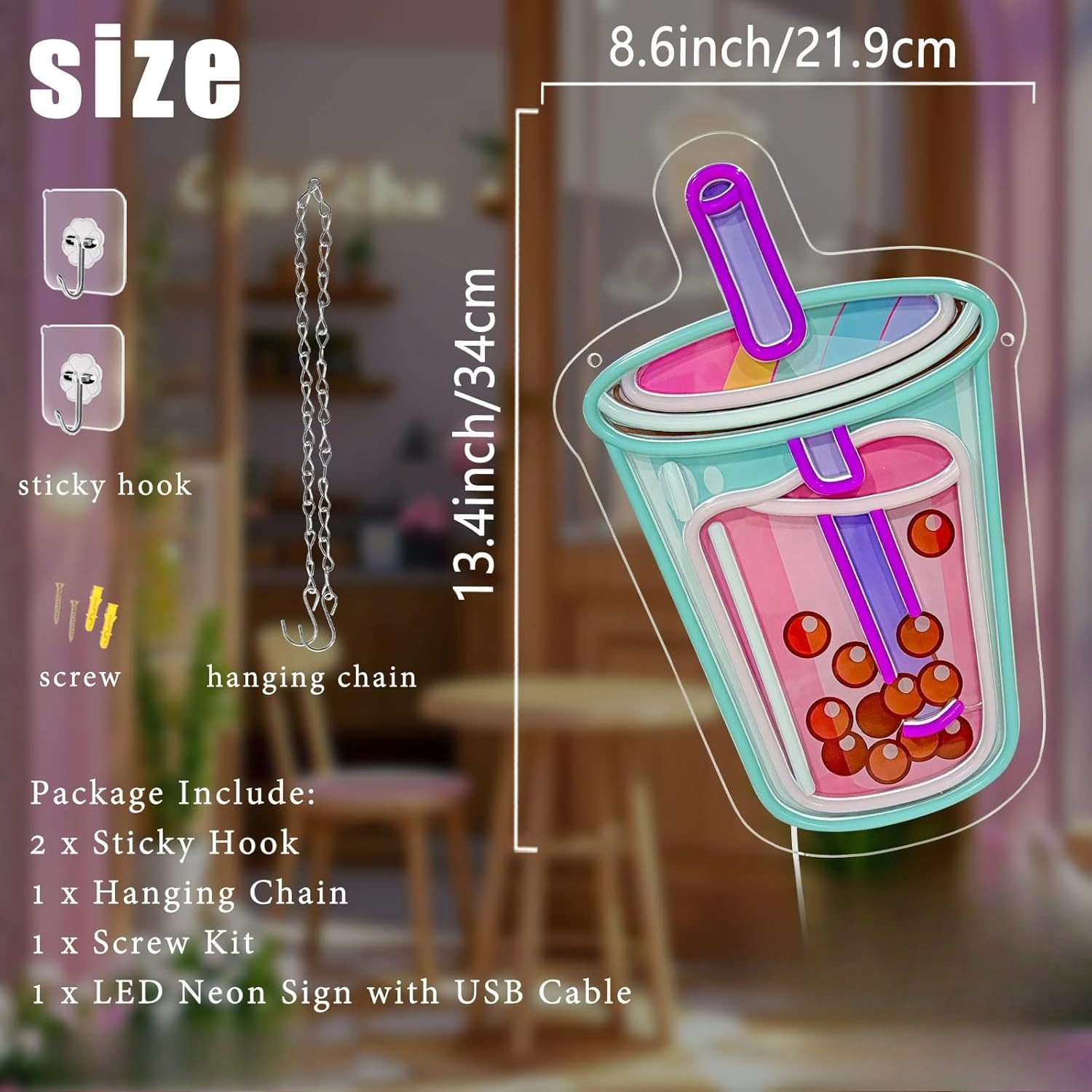 Bubble Tea Neon Sign USB Power - Coffee Tea Neon Sign บทวิจารณ์และราคา