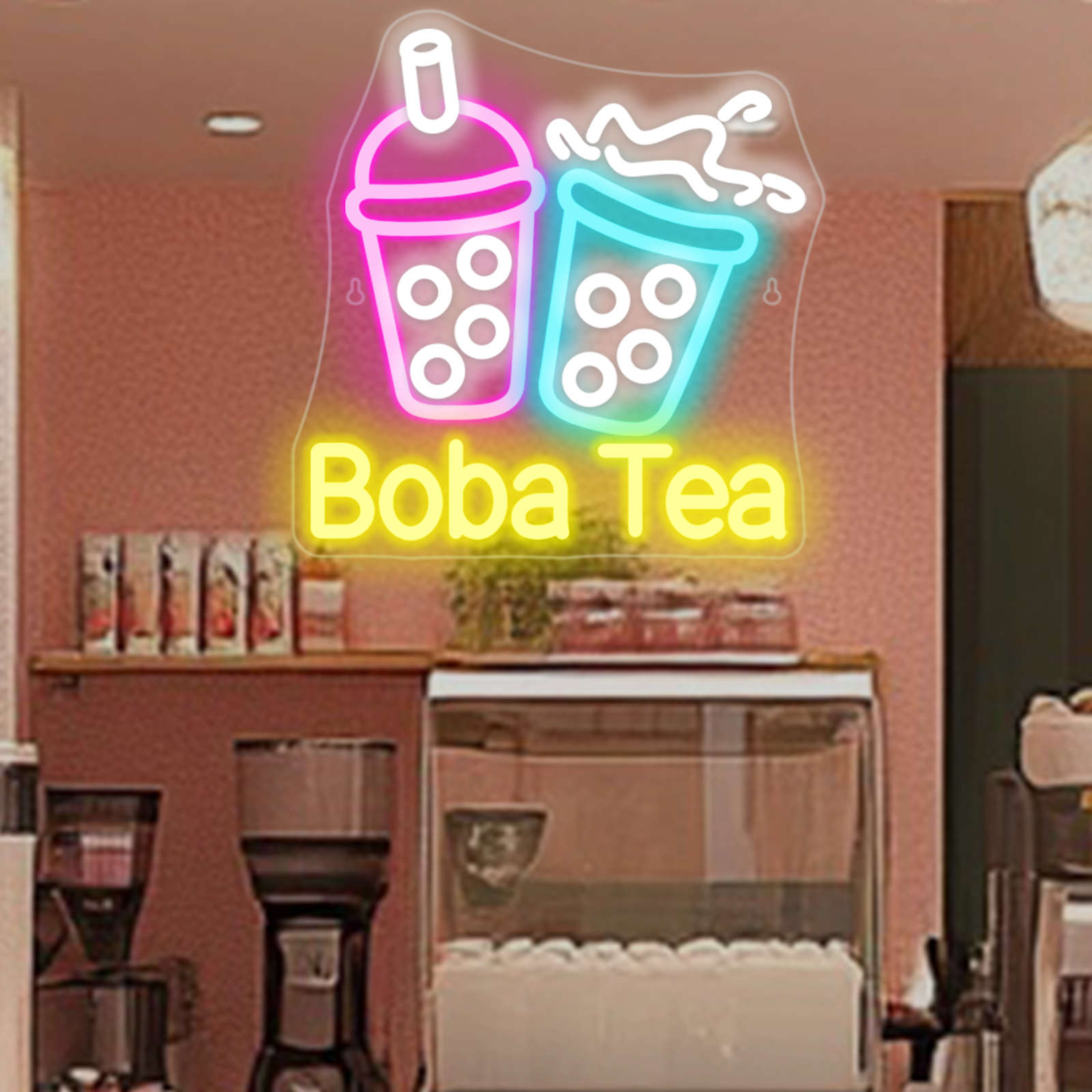 Bubble Tea Neon Light Colorful - Coffee Tea Boba บทวิจารณ์และราคา
